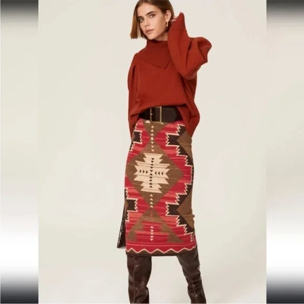 Lauren Ralph Lauren Southwestern Woven Tapestry Skirt Heritage Print Size Small